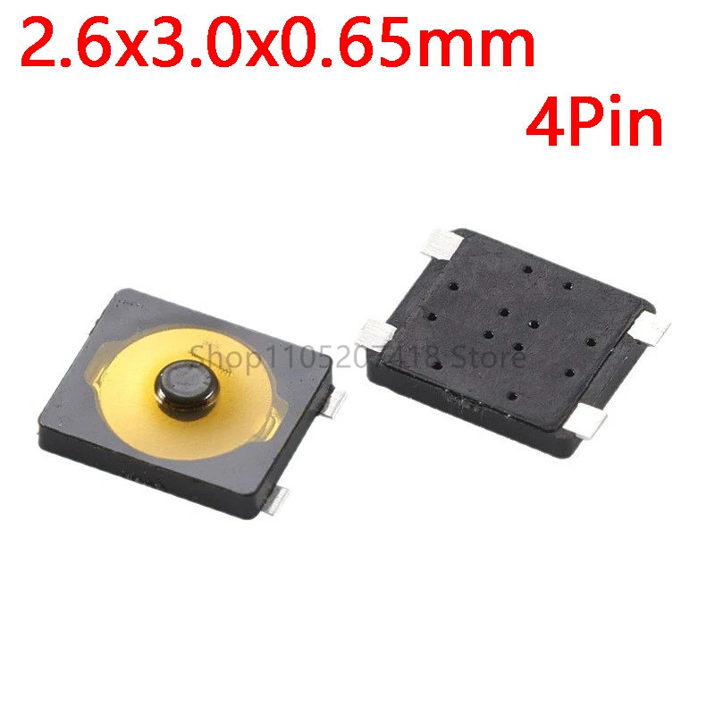 100PCS/Lot 2.6x3.0x0.65mm 2.6*3.0*0.65mm thin film switch light touch Ultra small Ultra Low Profile Phone Push Button Tact Switc