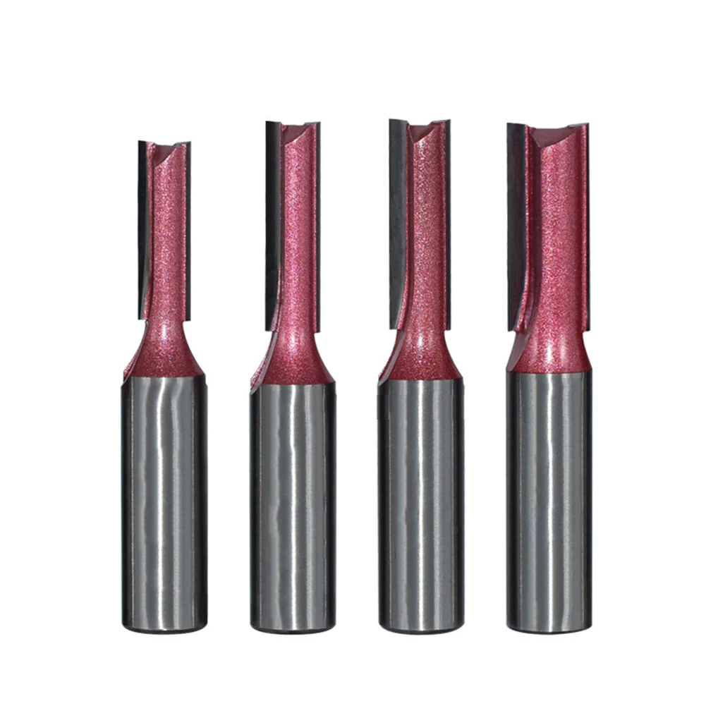 4pcs Carbide Tipped Router Bit Set Straight Milling Cutter Cutting For Wood MDF Straight Router Bit Set Power Tools