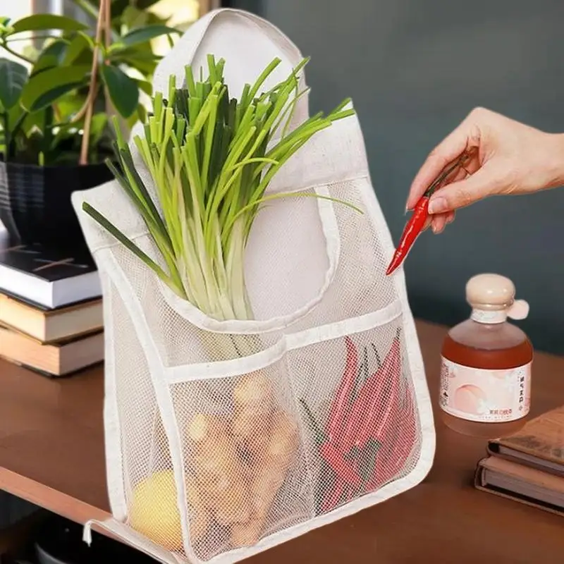 1PC Portable Hanging Mesh Storage Bag Multi-purpose Breathable Kitchen Fruit And Vegetable Hanging Bags