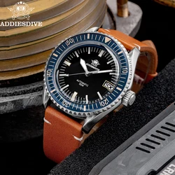 ADDIESDIVE NEW Fashion Watch Vintage Cowhide Strap Sapphire Glass BGW9 Super Luminous Mechanical Watch 100m Waterproof Man Clock