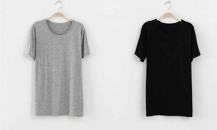 Herren Modal T-Shirt Kurzarm Lockerer O-Ausschnitt Herren T-Shirt Große Größen Unterhemd Herren T-Shirt Einfarbig Für Männer Oberteile Tees – Detail 6