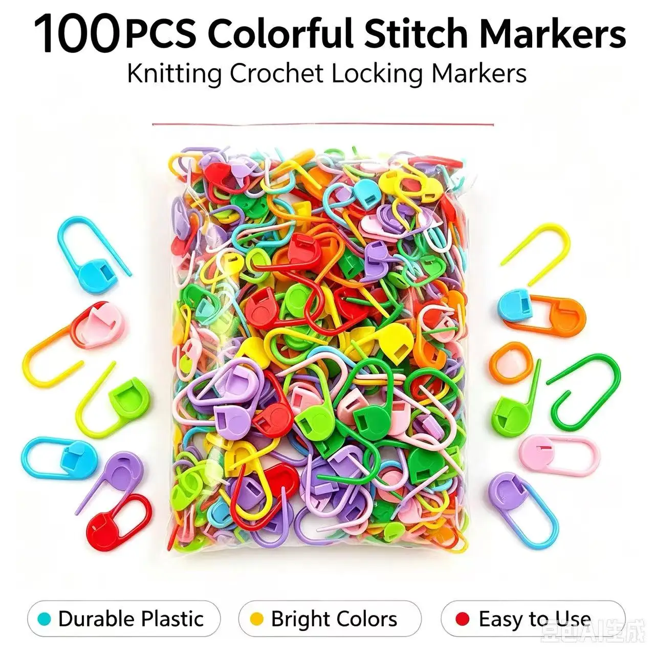 Marcadores de Punto de Plástico Multicolor, Clips de Bloqueo para Tejer a Crochet, Alfileres de Seguridad Antidesprendimiento para Manualidades con Hilos