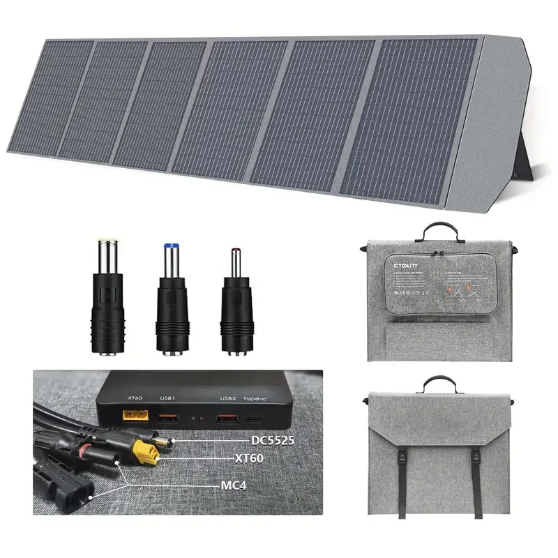 Sukflow Faltbares Solarmodul 100W für Outdoor, Balkon, etc. Camping, tragbares monokristallines Solarladegerät, mit verstellbarem Mo
