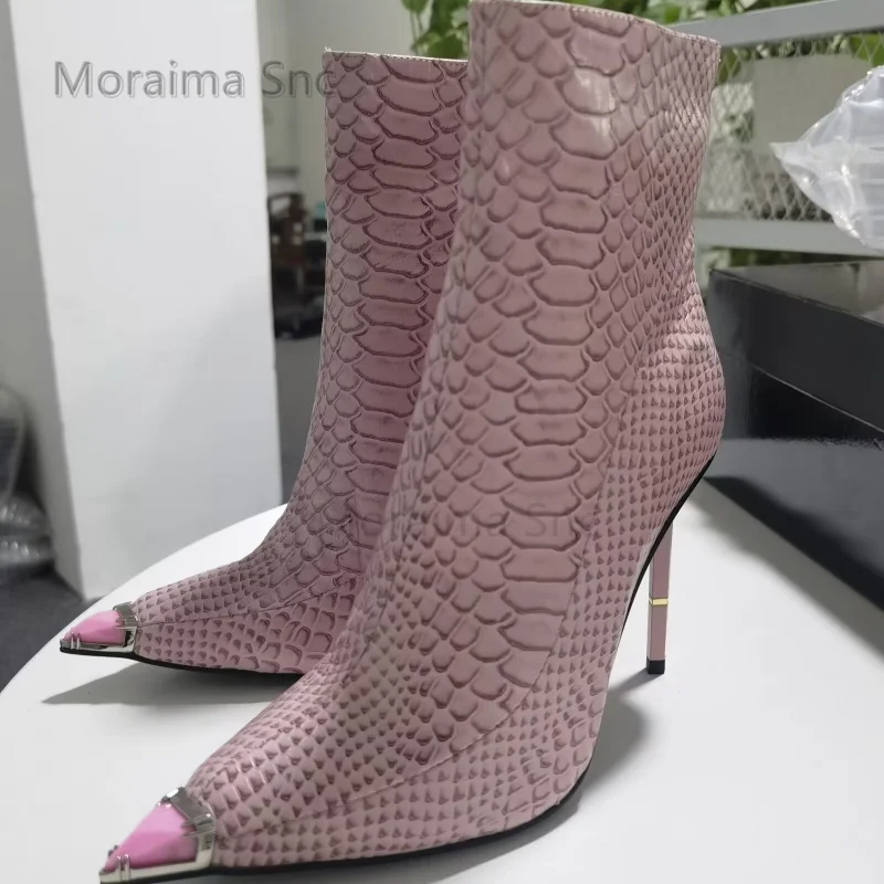 

Women's Pointed Toe High Heels Ankle Boots Stiletto Snake Skin Sexy Single Shoes for Women Party Luxury Temperament Wedding Shoe