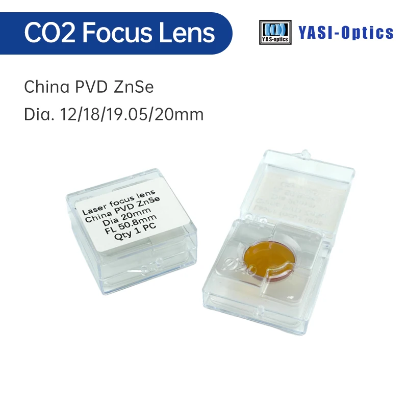 Yasi China CO2 PVD ZnSe Laser Focus Lens Dia.18 19.05 20 mm FL38.1 50.8 63.5 101.6 127mm for Laser Engraving Cutting Machine