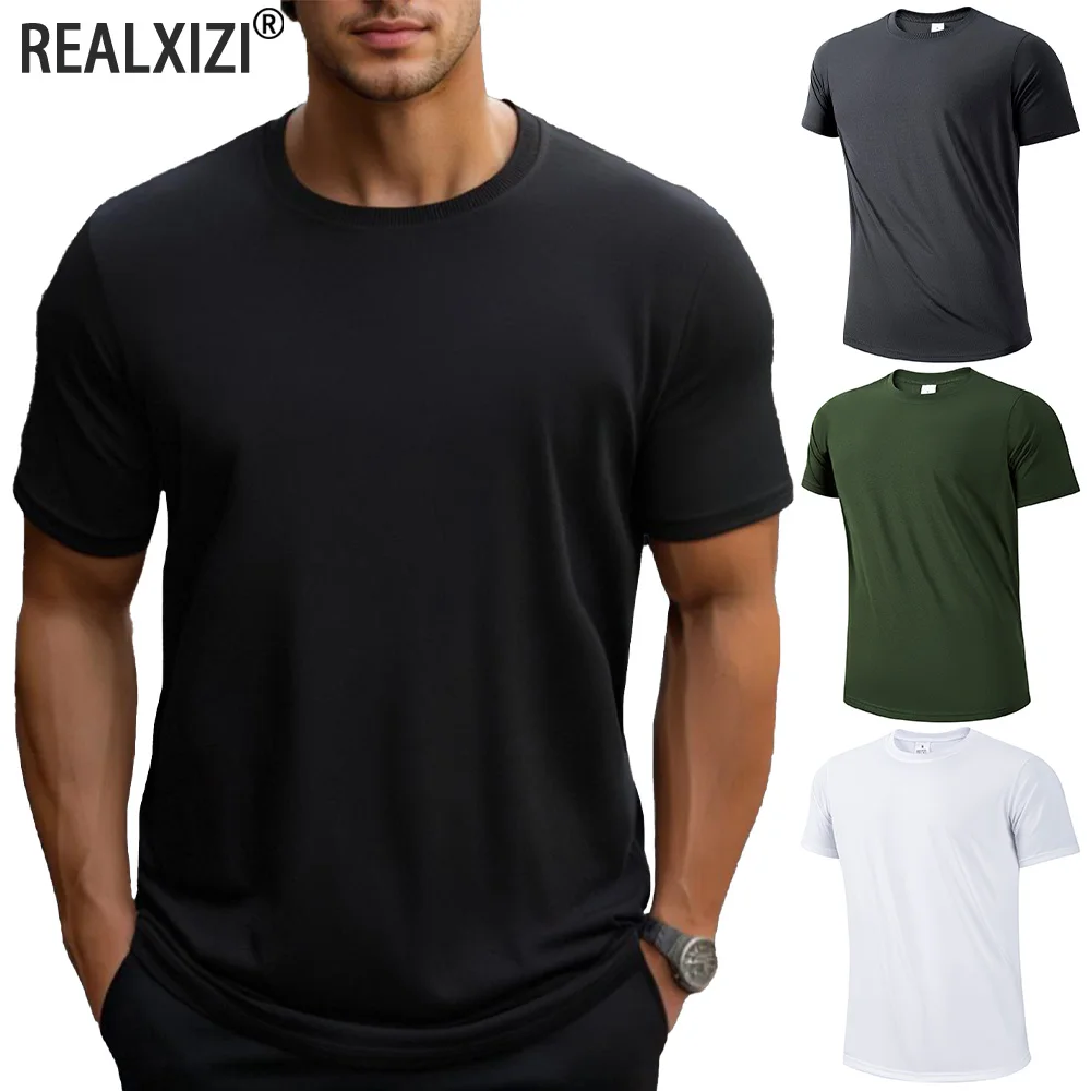 

Летняя быстросохнущая спортивная футболка с круглым вырезом, мужские уличные повседневные топы с короткими рукавами, высококачественные футболки для тренировок в тренажерном зале, фитнесе, баскетбола