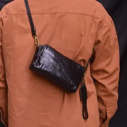 Podwójna konstrukcja crossbody AETOO męska torba na telefon komórkowy w stylu retro dojeżdżająca do pracy rekreacyjna podwójna pracownicy biurowi spacerowa na świeżym powietrzu ba