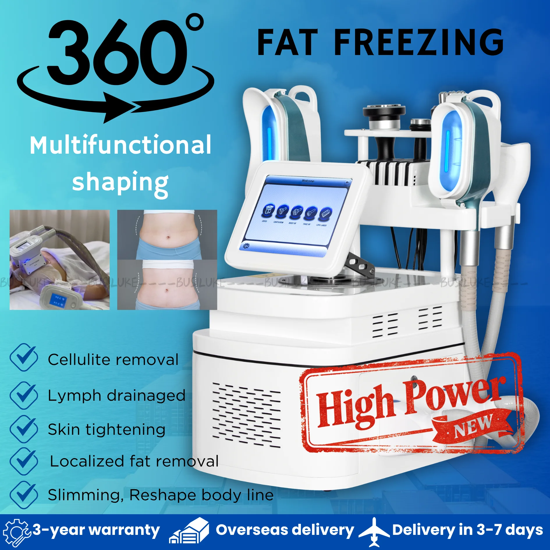 Table-top 360° Fat Freezing Body Slimming Machine Effective Weight Loss Cellulite Removal Vacuum Cavitation System Beauty Salons