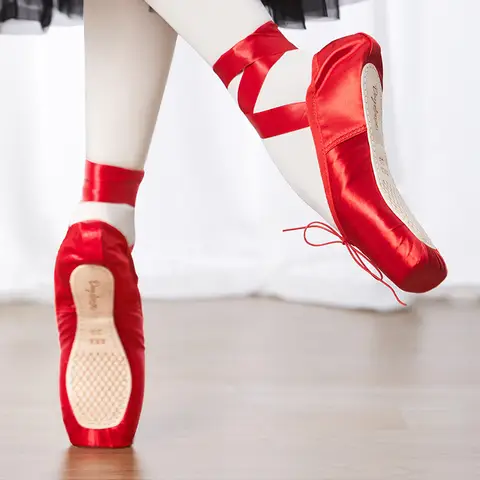 Strap ballet shoes, women’s pointe shoes, performance shoes, adult soft-soled pointe shoes