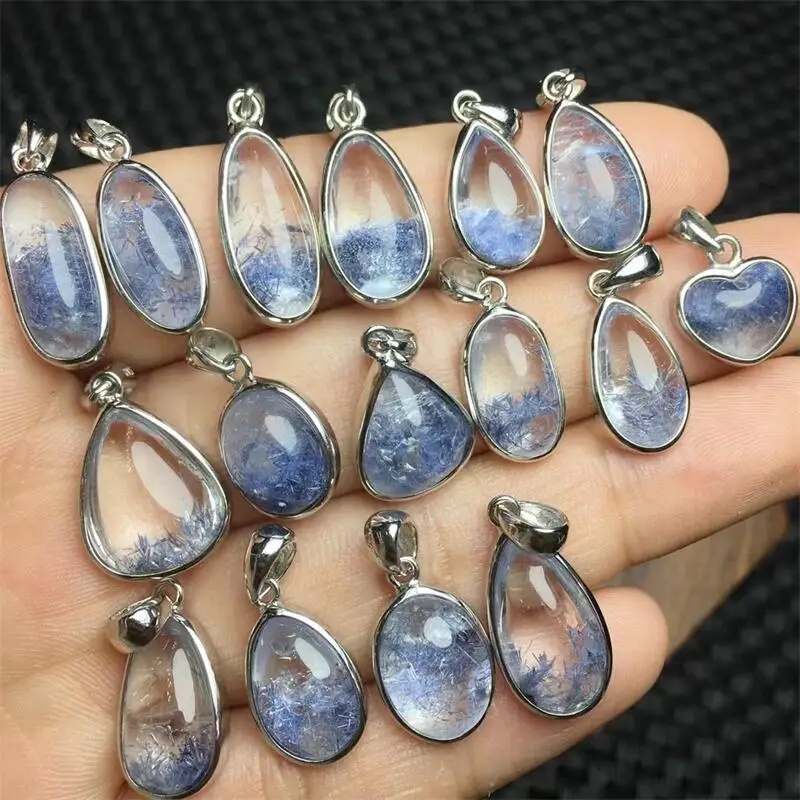 

S925 Natural Freeform Dumortierite Pendant Crystal Exquisite Girl Jewelry Healing Fengshui Stone Gift 1PCS