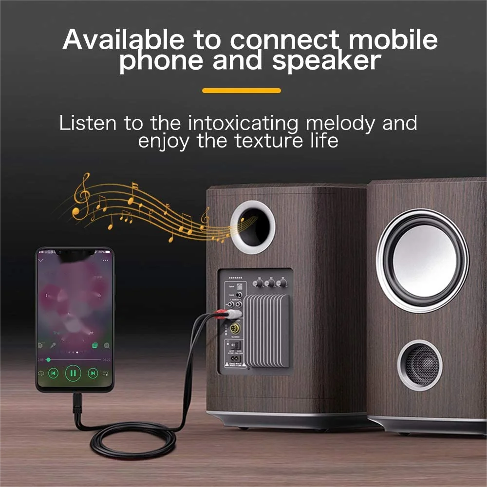 CHOSEAL RCA to 3.5mm Cable 2RCA Male to Aux Audio Stereo RCA Cord Adapter for Smartphones MP3 Tablets Speakers