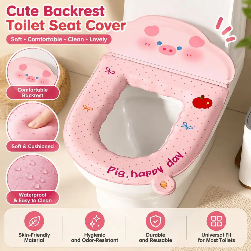 Durable Cartoon Animal Toilet Seat Cushion Waterproof With Backrest Toilet Lid Cover Aromatherapy Washable Toilet Seat Pad Home