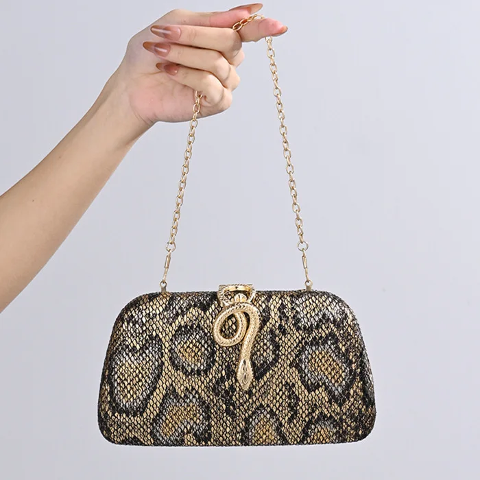 

Вечерние сумки со змеиным ведром, роскошные сумки через плечо с цепочкой, женские вечерние свадебные клатчи, женские сумки-кошельки