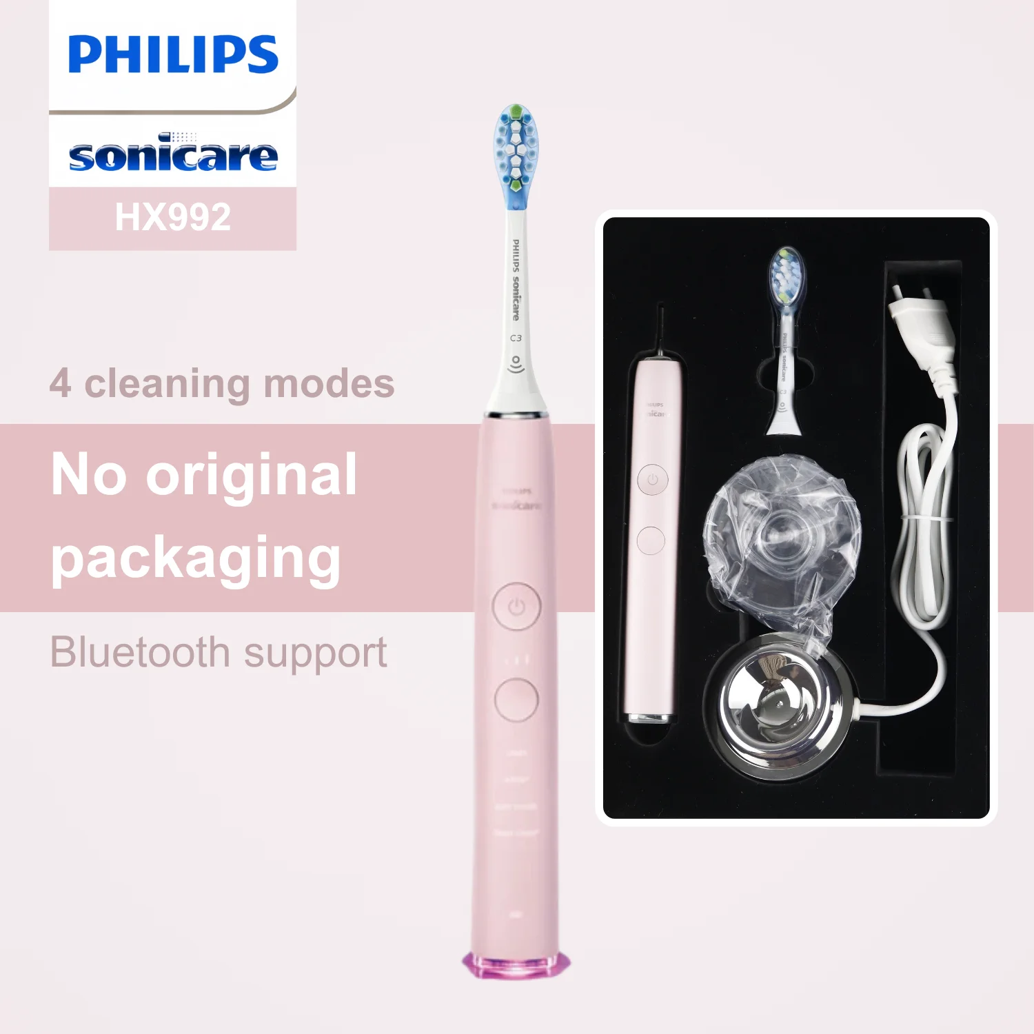 

Philips Sonicare Electric Toothbrush HX992, No Original Packaging, Bluetooth Connectivity, 4 Modes