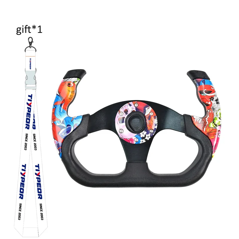 High Quality Graffiti Style Synthetic Leather Racing Steering Wheel With Deep Bracket Interior Accessory