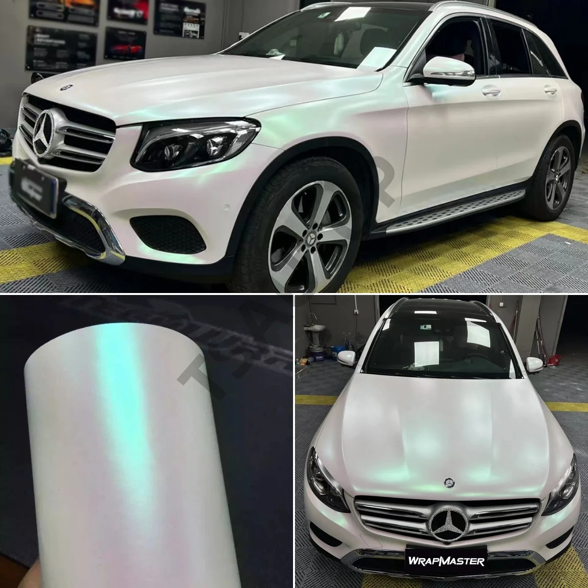 Premium PET Car Body Film Stretchable Auto Vinyl Car Wrap Removable Easy to Install Air Release Film Aurora White