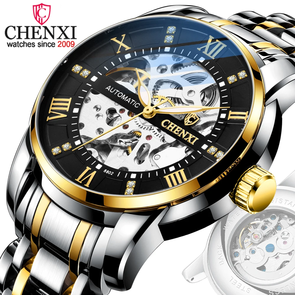 

2023 Fashion Chenxi Top Brand Luxury Men's Hollow Automatic Self Wind Mechanical Hot Selling Full Stainless Steel Business Watch