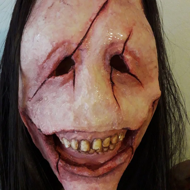 Scary Mask for Men Women Creepy Devil Mask with Long Hair Latex Ghost Evil Scream Mask for Cosplay Party Halloween Costumes Prop