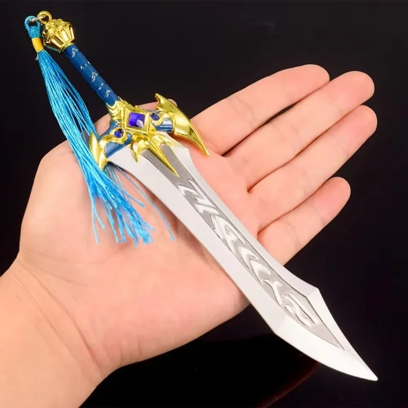 Arma World of Warcraft de 21cm, accesorios de hoja de espada QuelSerrar, adornos, modelo de Metal, manualidades, regalos periféricos, juguetes para niños