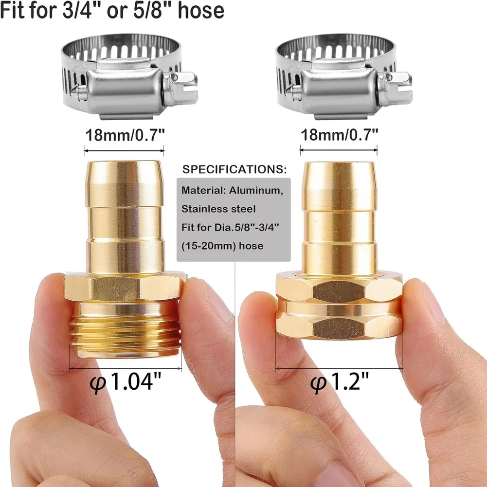 Garden Hose Repair Components Including Aluminum Connectors and Stainless Steel Clamps for Water Pipe Fittings