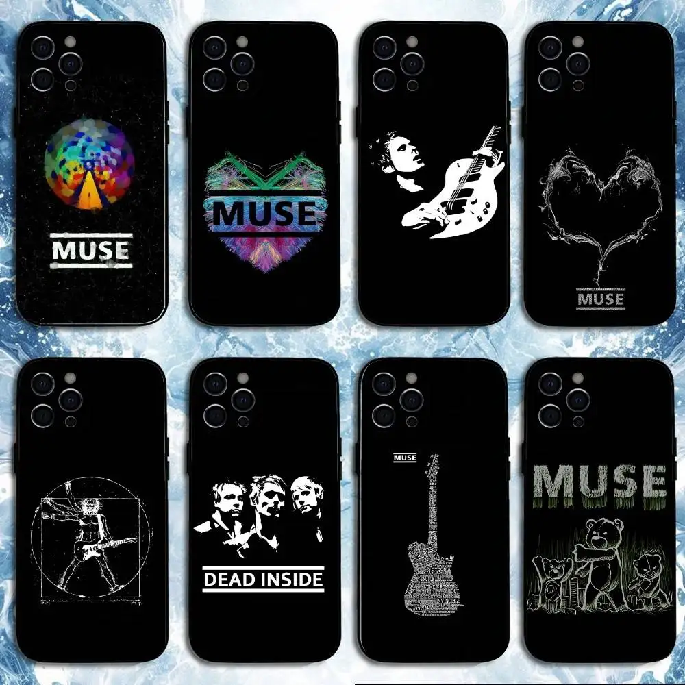 

Band M-Muse Phone Case For iPhone17,16,15,14,13,12,11 Plus,Pro Max, Soft Silicone Black Cover