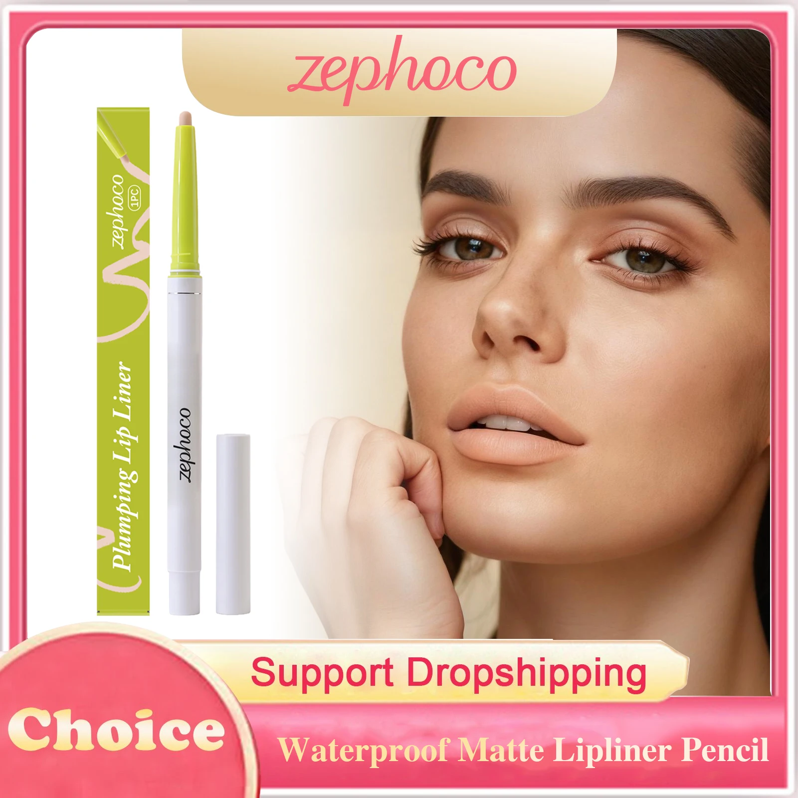 Wodoodporny matowy konturówka do ust zwiększająca objętość ust, wygładzająca linie, zapewniająca równomierne pokrycie koloru, naturalny kształt ust, długotrwały makijaż ust.