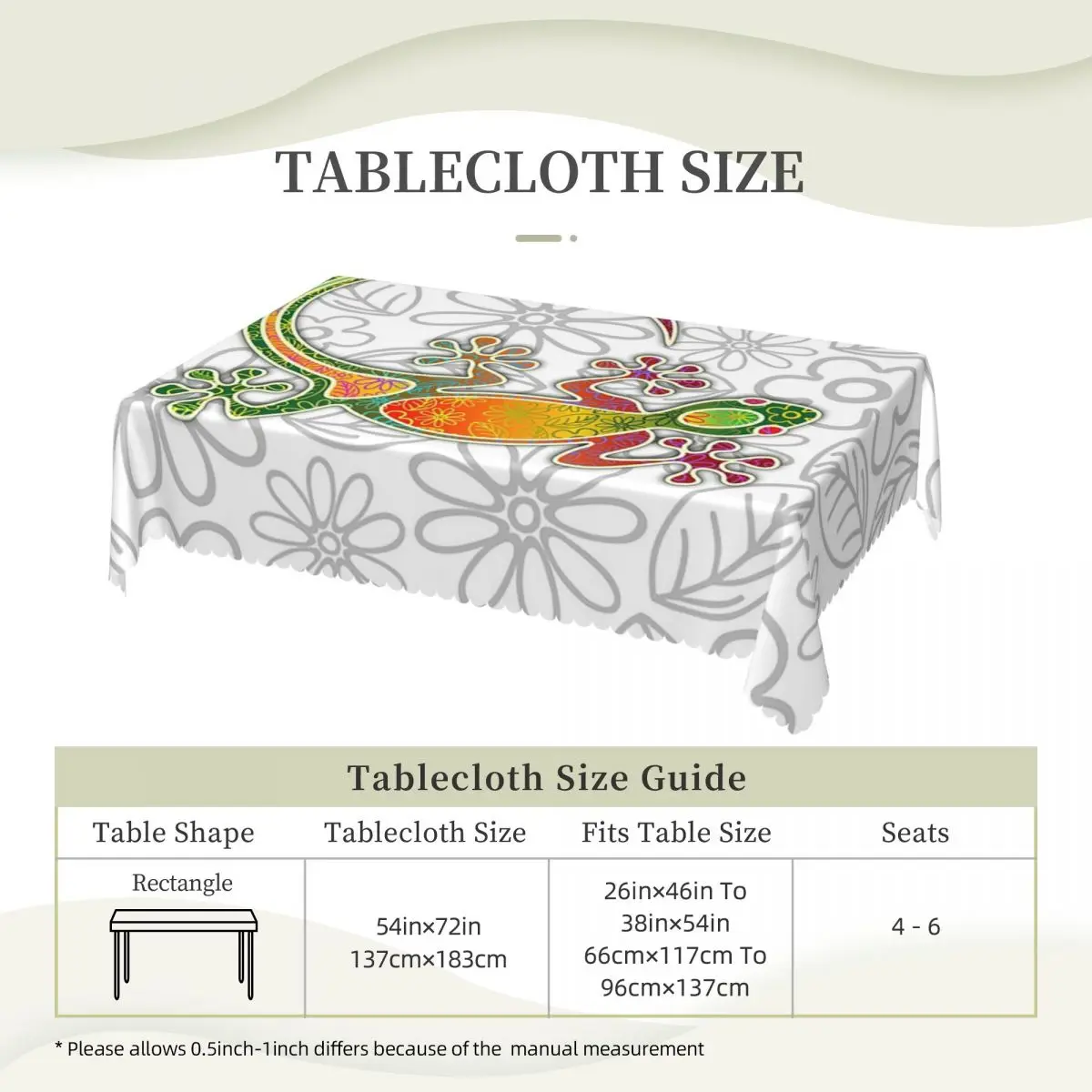 Gecko Ethnic Tribal Lizard African Tablecloth Restaurant Kitchen Rectangular Tablecloth Festival Party Tablecloth Table Cover