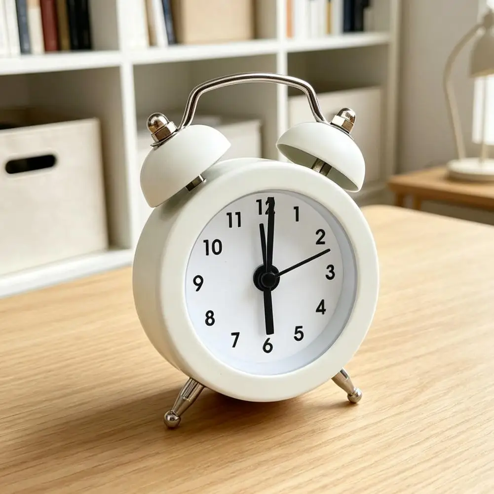 Metal Twin Bell Alarm Clock, Silent Non-Tick Bedroom Tabletop Clock, Pocket Size Clock Loud Sound Clock for Kids, Seniors