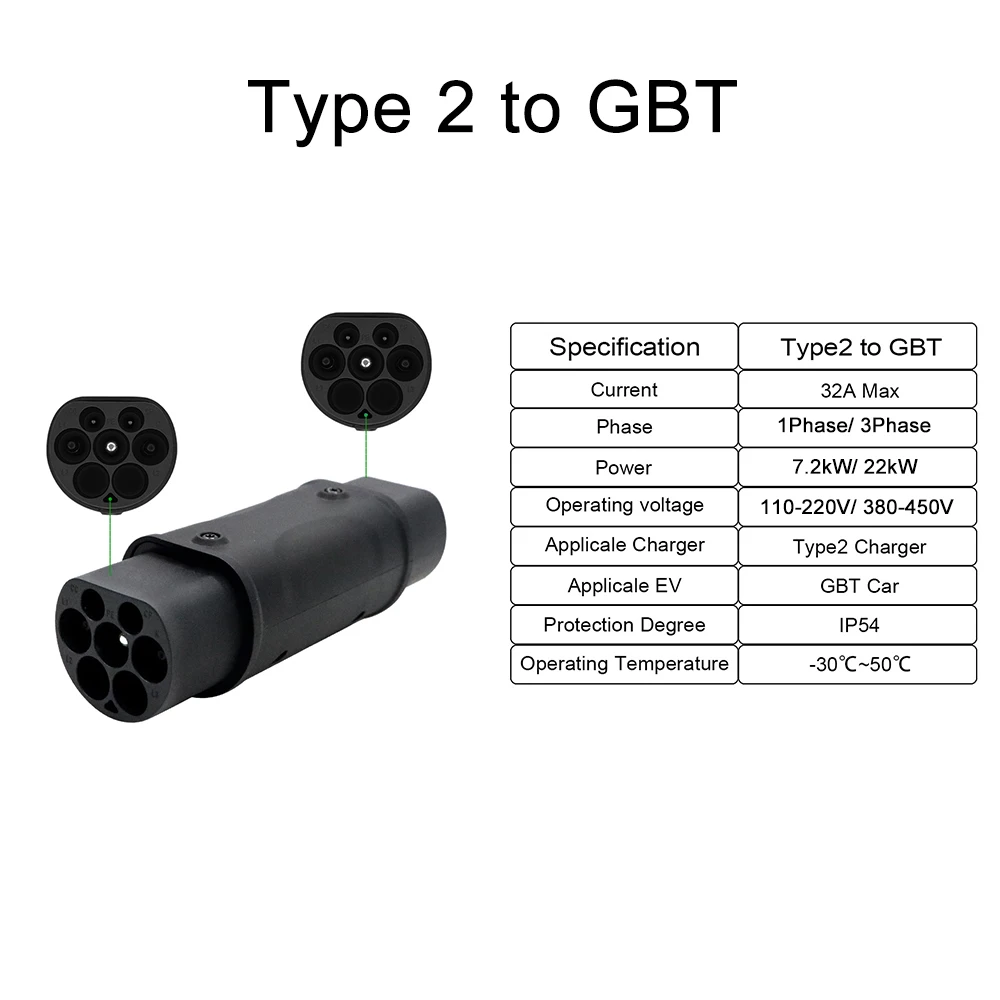 Teschev ตัวเชื่อม Type1 32A Type2หัวชาร์จสำหรับรถยนต์ Type2กับ gbt Type2 Type1คอนแวนต์ Type1กับ gbt evse