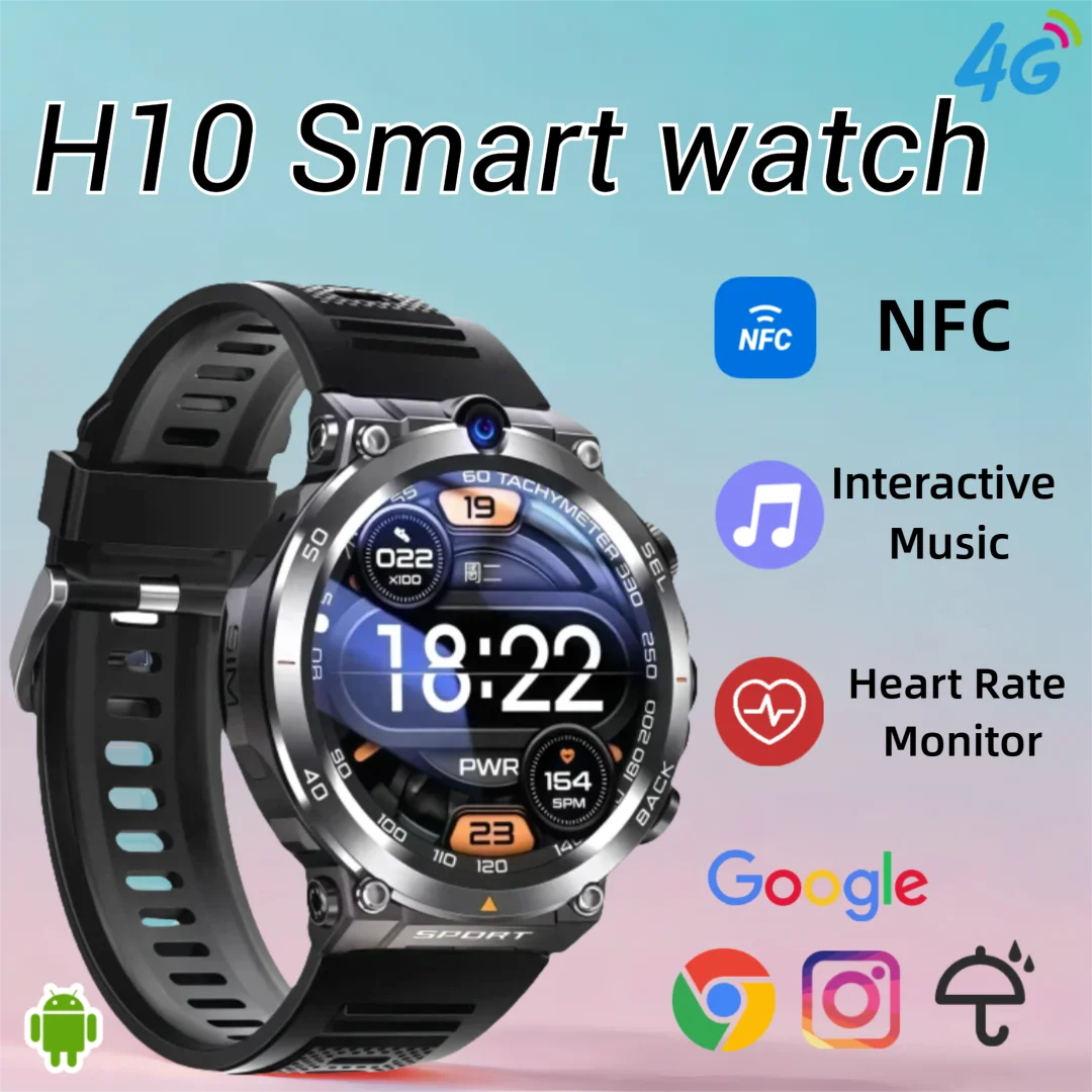 

4G full network video call male and female smartwatch H10,Android iOS,WiFi,GPS,waterproof 8GB+128GB memory, Bluetooth