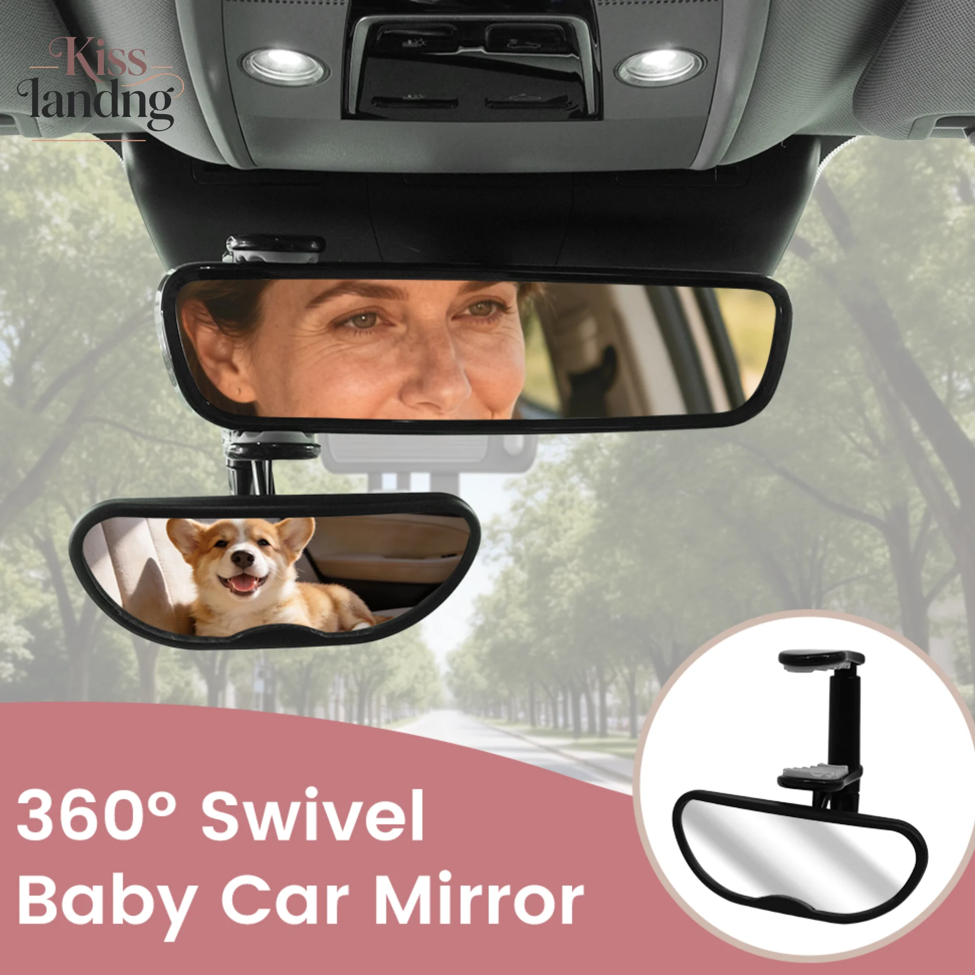 1. 360° Swivel Baby Car Mirror, Rear Facing Backseat Baby Safety Mirror, Adjustable Shatterproof Car Mirror for Infant & Pet