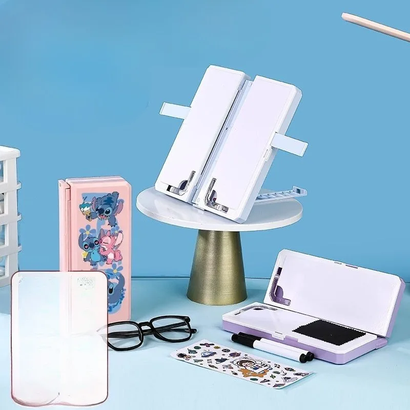 ديزني غرزة صندوق أدوات مكتب متعدد الوظائف أنيمي القراءة حامل صندوق القلم للأطفال مزدوجة الطبقات القلم حقيبة صندوق تخزين الهدايا
