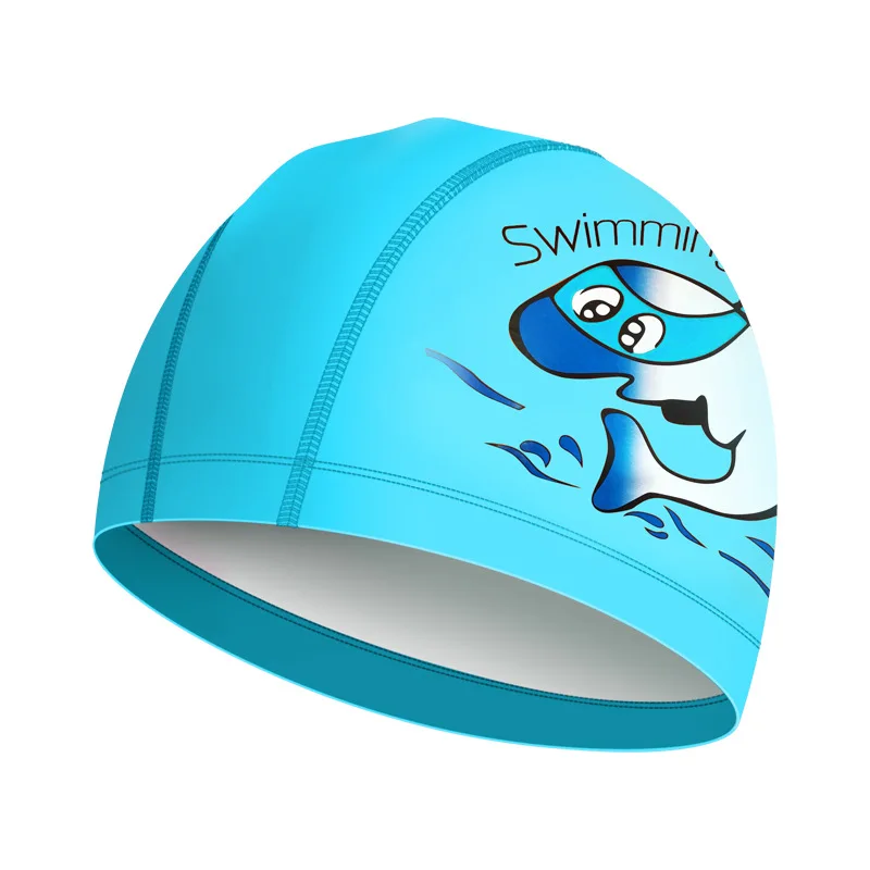 Children's PU swimming cap with breathable and waterproof hair care, universal cartoon swimming cap for boys and girls