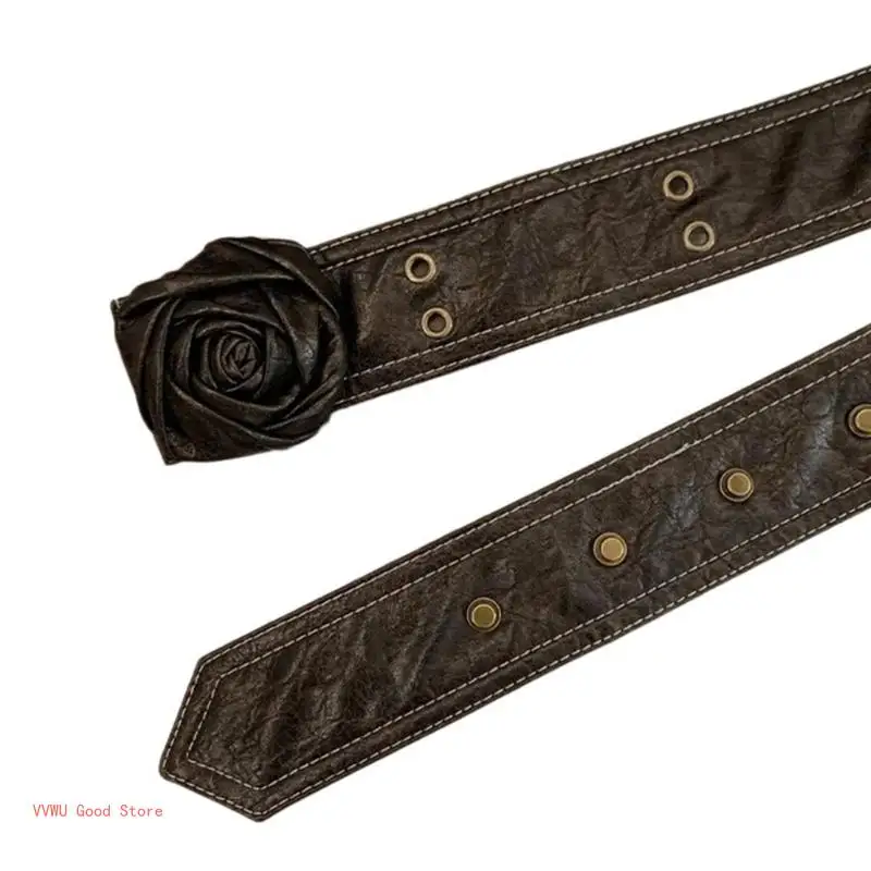 Punk Taille Riem Harajuku Taille Riem met Stereo Bloem Gesp Meisjes Vrouwen PU Lederen Taille Riem voor Rokken Jeans