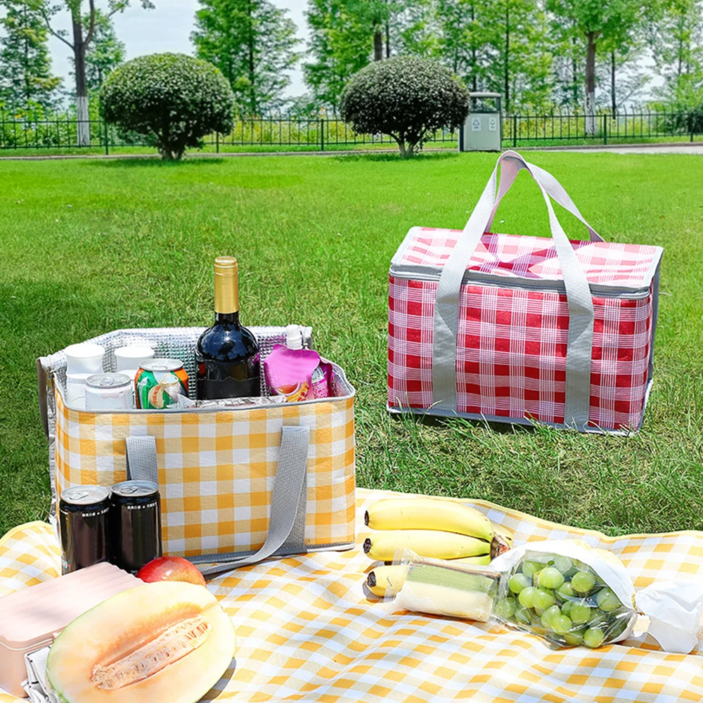 

Large Picnic Thermal Insulated Bag Foldable Food Beer Outdoor Thick Aluminum Film CoolerBag Camping Handbag Waterproof Lunch Box