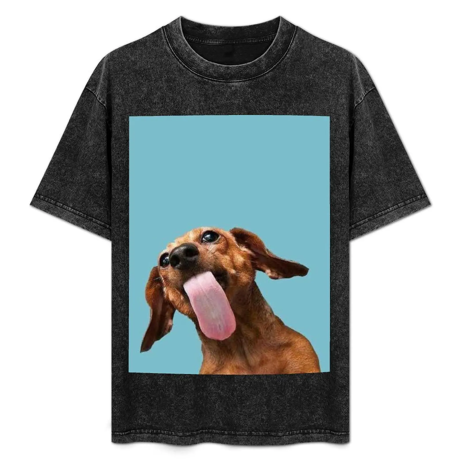 

Dachshund Dog Photo tongue T-Shirt Basic Simple Casual Short Sleeve Tee