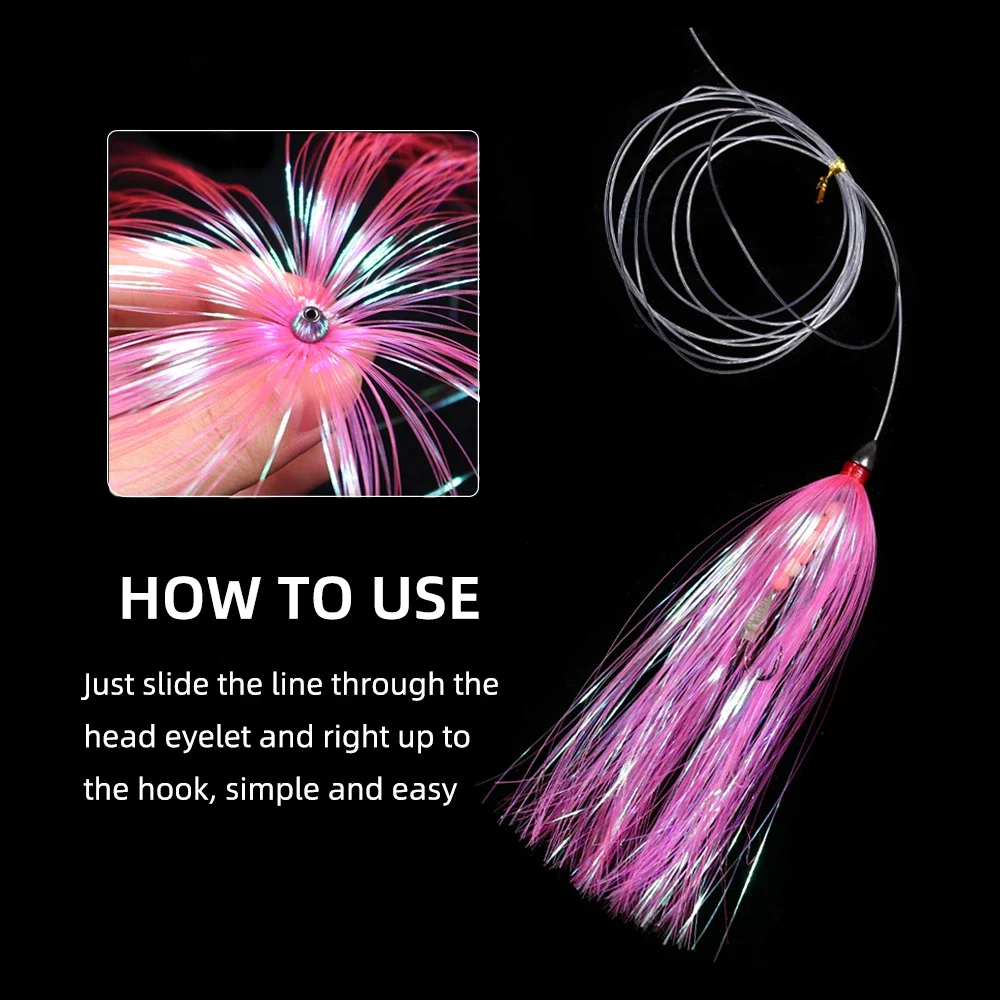 3er-Set/6er-Set 13cm/4,5g Mylar Flash Teaser mit beschwerte Taille und Mylar-Skirt – Salzwasser-Schleppköder für Seebarsch, Mahi-Mahi, Wahoo – Detail 6