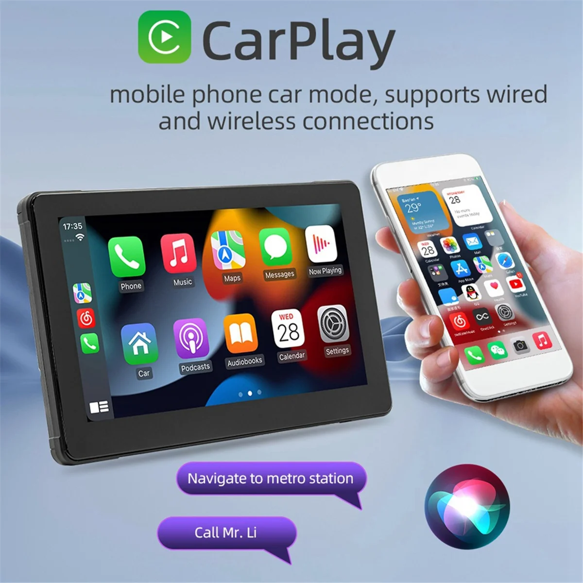 7Inch IPS Screen Mototorcycle Wireless Carplay Android Auto GPS Navigation Driving Recorder IP65 Waterproof Screen