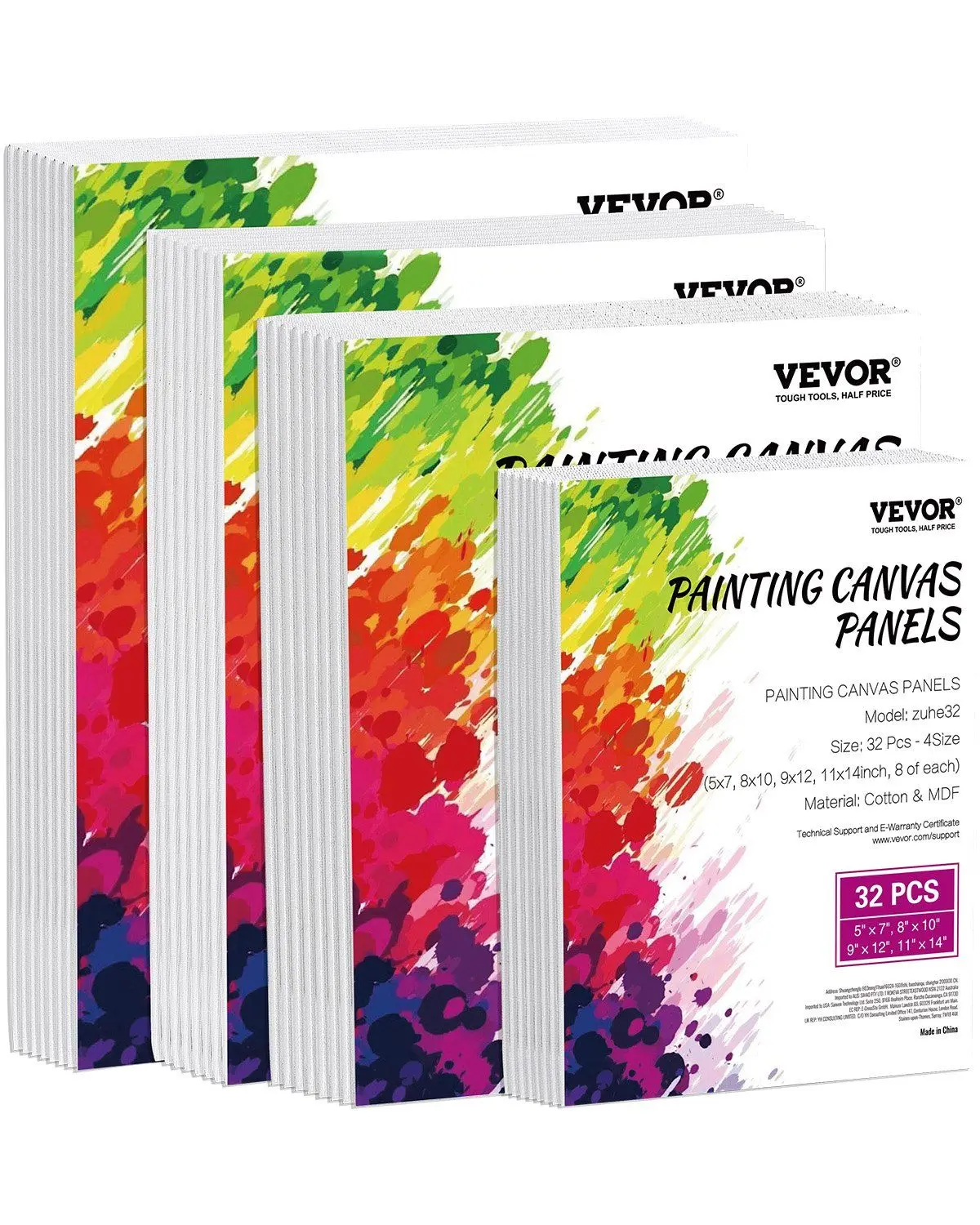 

Canvas Boards for Painting 32 Pack Multiple Sizes Blank Canvases for Painting