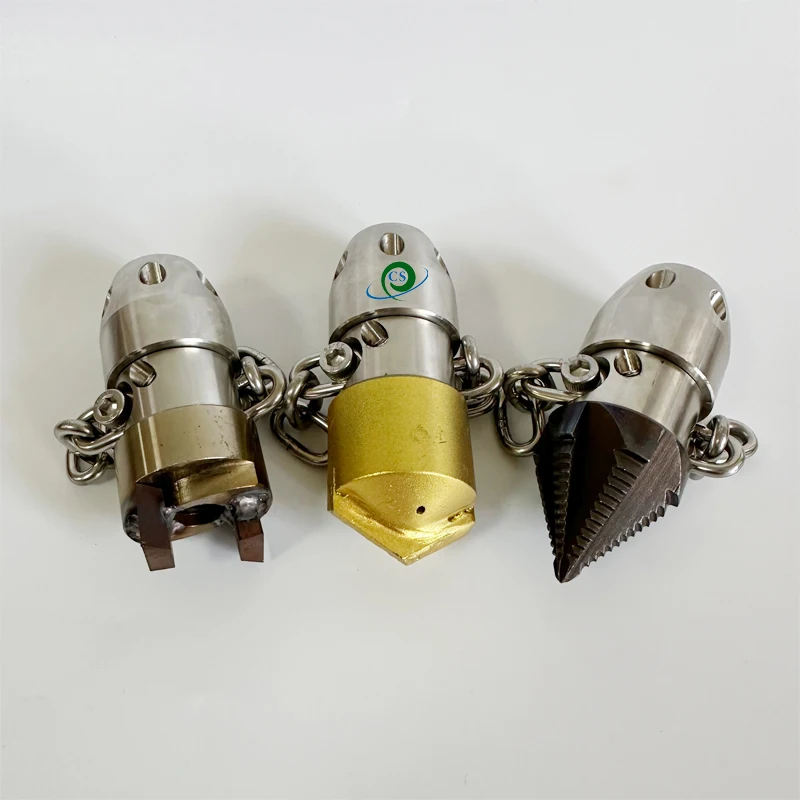 SS 40L Sewer Pipe Cleaner Blocked Drain Wash Jetting Spray Nozzle High Pressure Factory Direct Sale Rope & Chain Sling Rotating