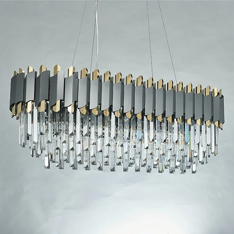 Chrome rectangular chandelier lighting dining room bedroom kitchen island rectangular chandelier living room lighting