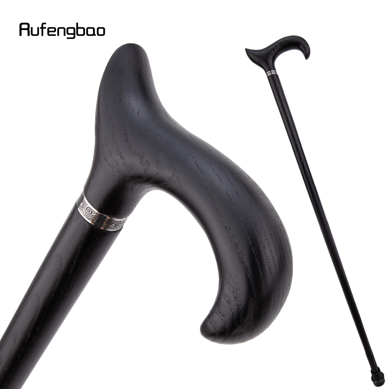 

Black Wooden Single Joint Fashion Walking Stick Decorative Cospaly Party Walking Cane Halloween Mace Crutch Wand Crosier 95cm