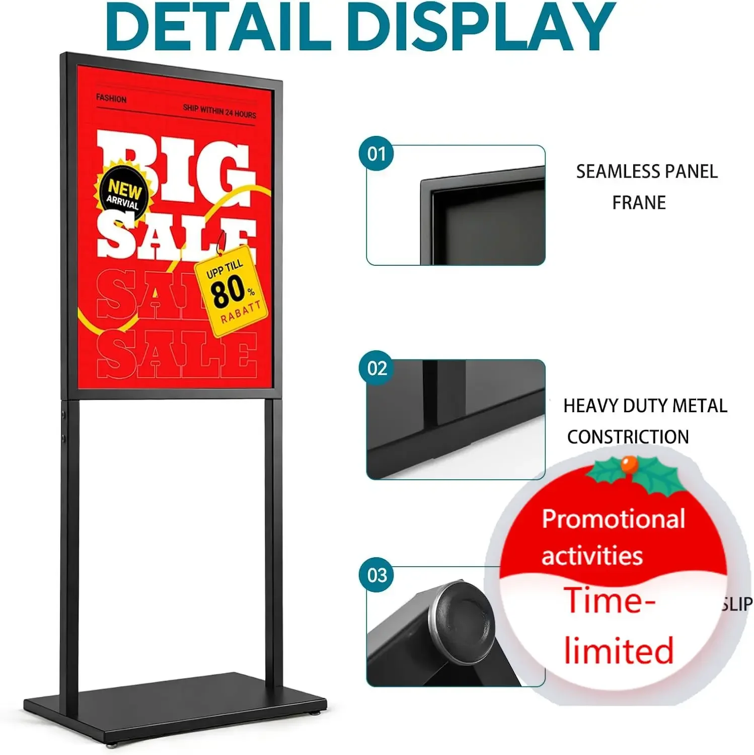 

Black 22×28inch Sign holder floor stand, heavy Duty Pedestal poster banner stand for display,22×28inch slide-in double sided pos