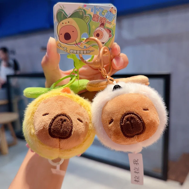 

Fluffy Capybara Flying Keychain - Cute Plush Cartoon Animal Bag Charm