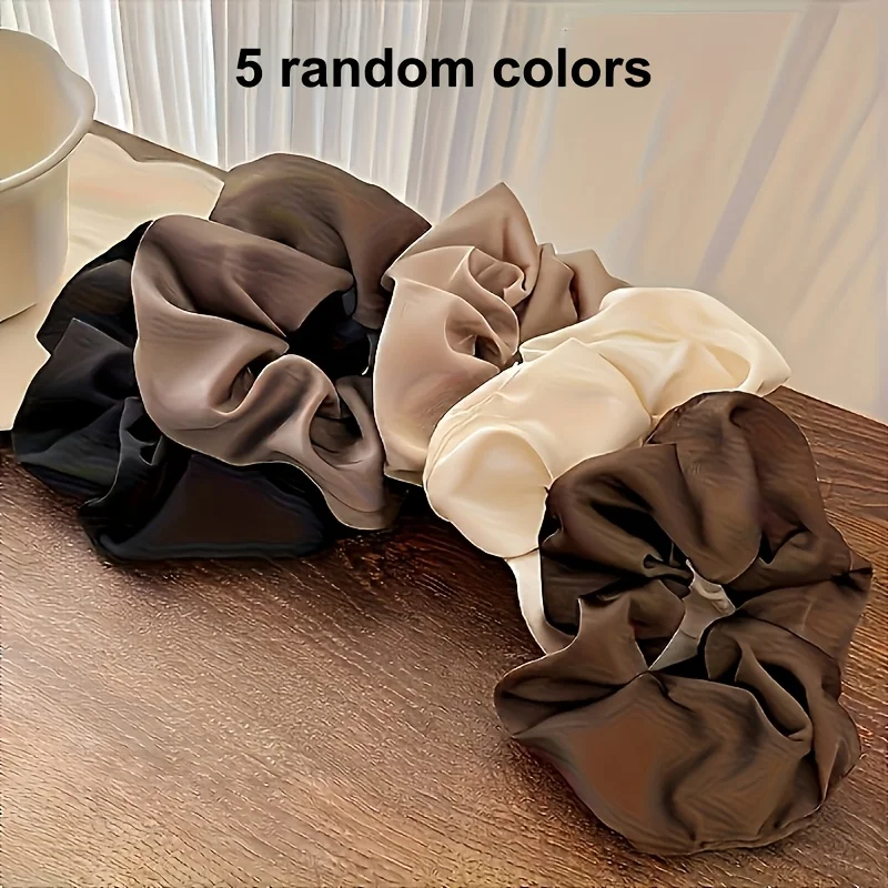 5Pcs High-Elasticity Satin Hairband, Retro and Elegant Hairband in White, Black and Brown, Suitable for Daily Wear and Dates view 4