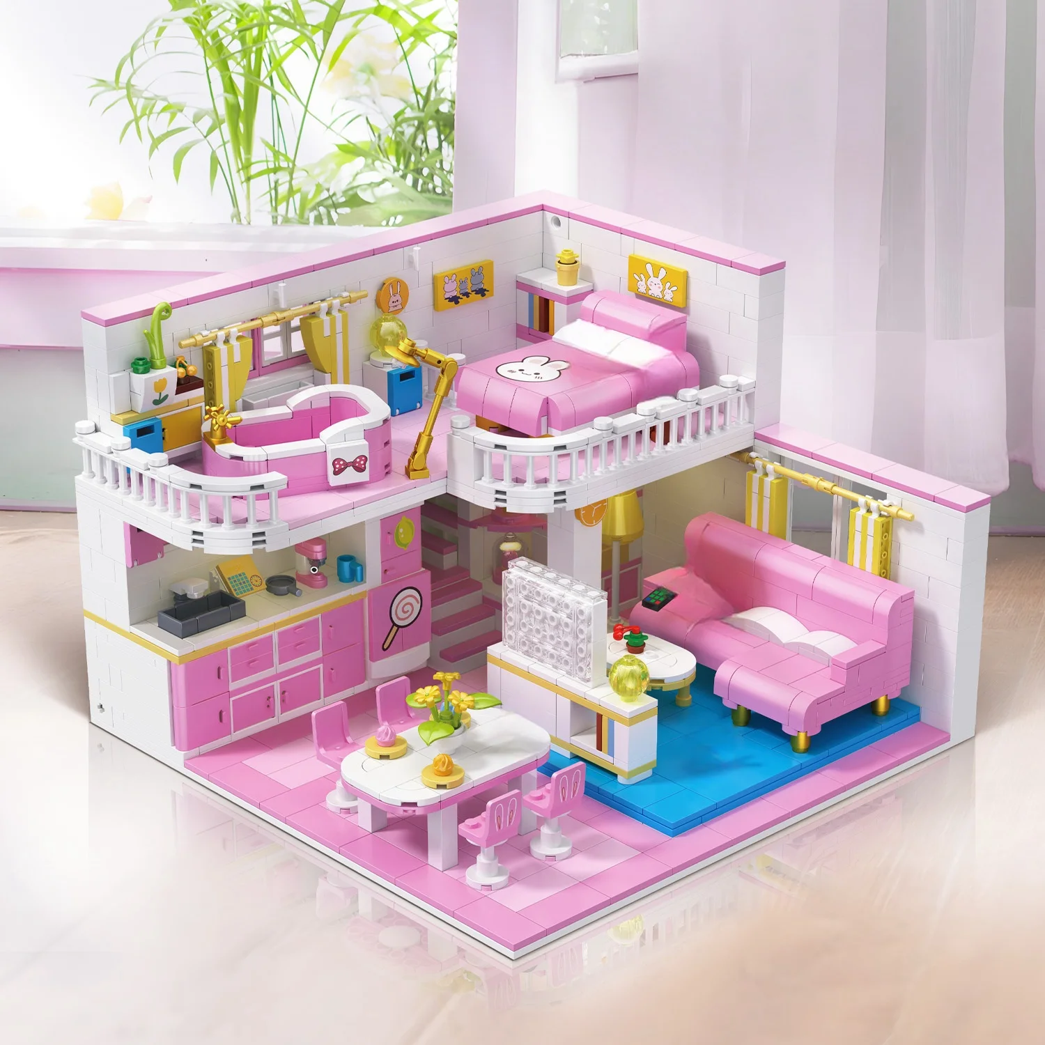 Creative loft Apartment Architecture Building Blocks toy City Friends Play House Set bedroom Kitchen Model Girl Gift Home decor