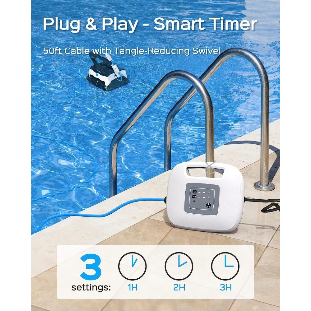 Nettoyeur de piscine robotique pour piscines enterrées et hors sol, triple moteurs injuste jusqu'à 50 pieds, fonction d'escalade murale