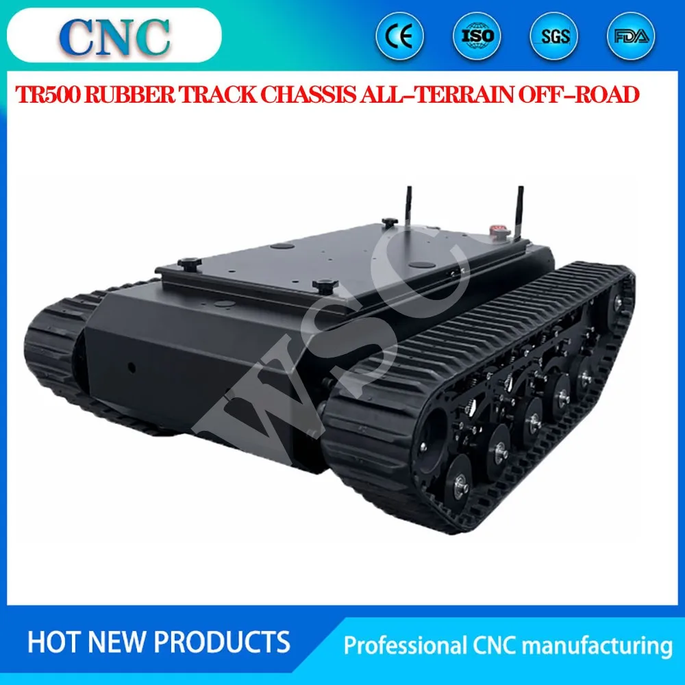 TR500 rubber track chassis, all-terrain off-road, outdoor shooting patrol robot, load 50kg+, support secondary development