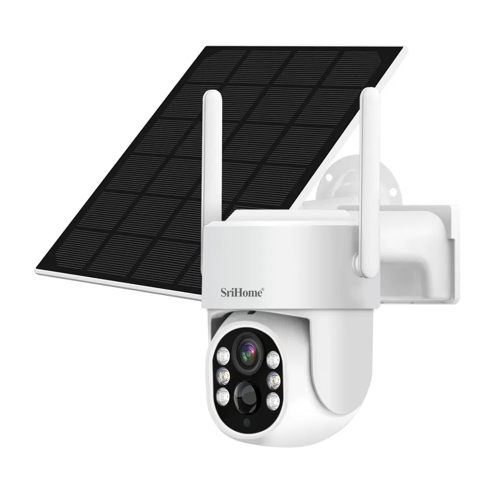 

Srihome DH005 4MP Solar Power Low Comsunption WIFI IP Camera Full Color AI Humanoid Detection Home Security PTZ CCTV Monitor