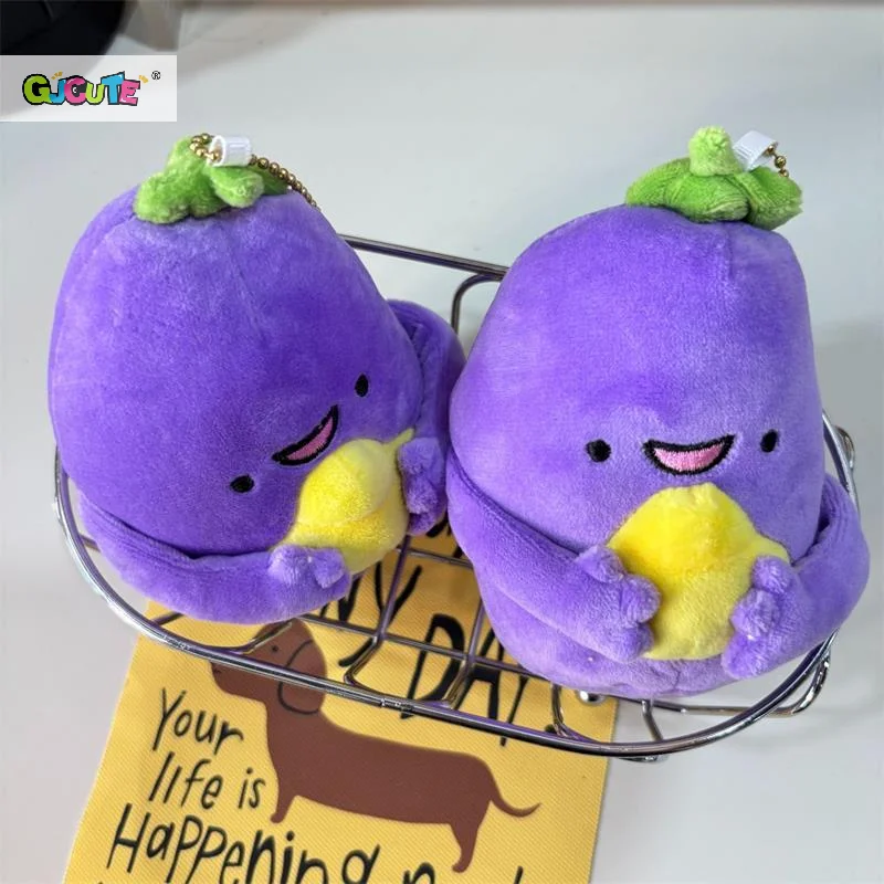 1/2 PCS Kreative Nette Aubergine Plüsch Puppe Stofftiere Schlüsselbund Anhänger Girly Tasche Charms Rucksack Ornamente Ragdoll Geschenk Schlüsselring